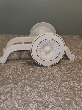 Off White Decorative Rickshaw Plant Standwith Gold Trim